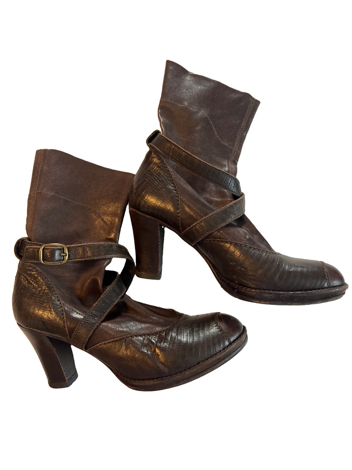 Heuoy Beyueliu Women’s Size 38.5 Leather Brown Handmade In Italy