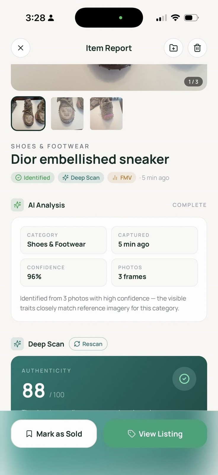 NEW DIOR Women’s Rhinestone Platform Sneakers Brown Fashion Shoes Size 10/EU 4