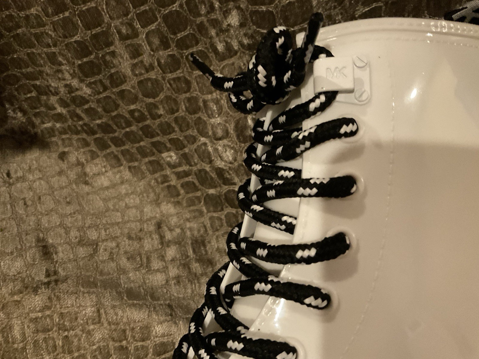 Michael Kors Women’s Waterproof Lace-Up Rain Boots White Logo Pull Tab