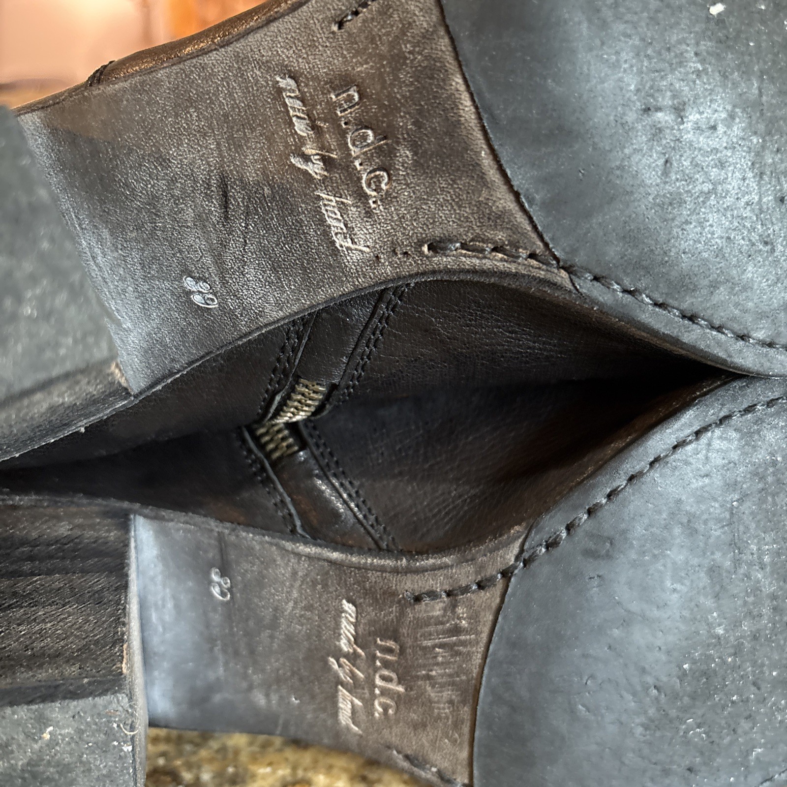 N.D.C. Made by Hand Women Black Leather Heeled Ankle Boots 39 US 9