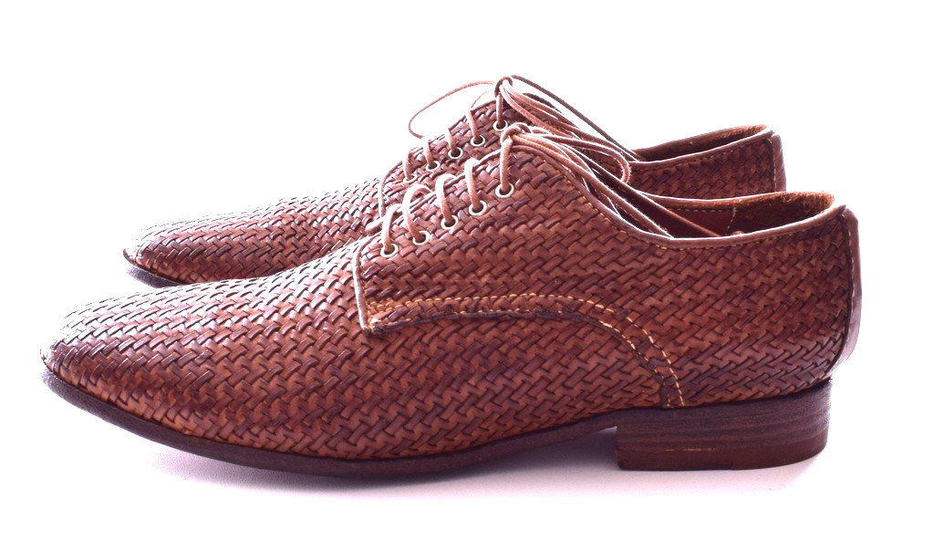 King Tartufoli Women Brown Woven Lace Up Oxford Shoes Size 36 US 6.5 Mint Cond