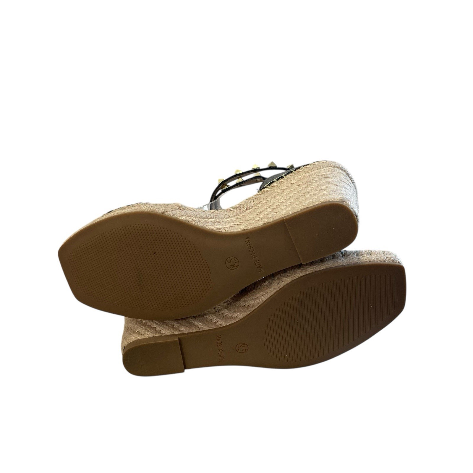 Steven New York Espadrilles Yute Kinlee Wedges Sandals 8.5 Black Tan Nautical