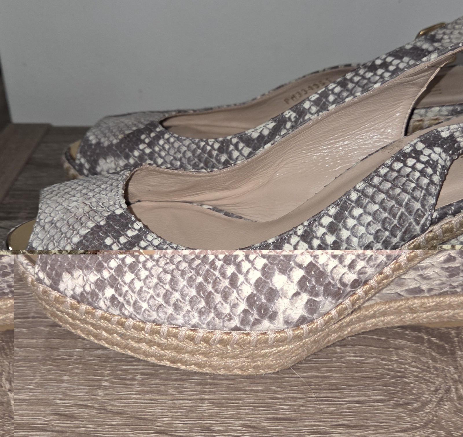 Stuart Weitzman Snakeskin Espadrille Wedge Slingback Heels 9N SEE DESCRIPTION