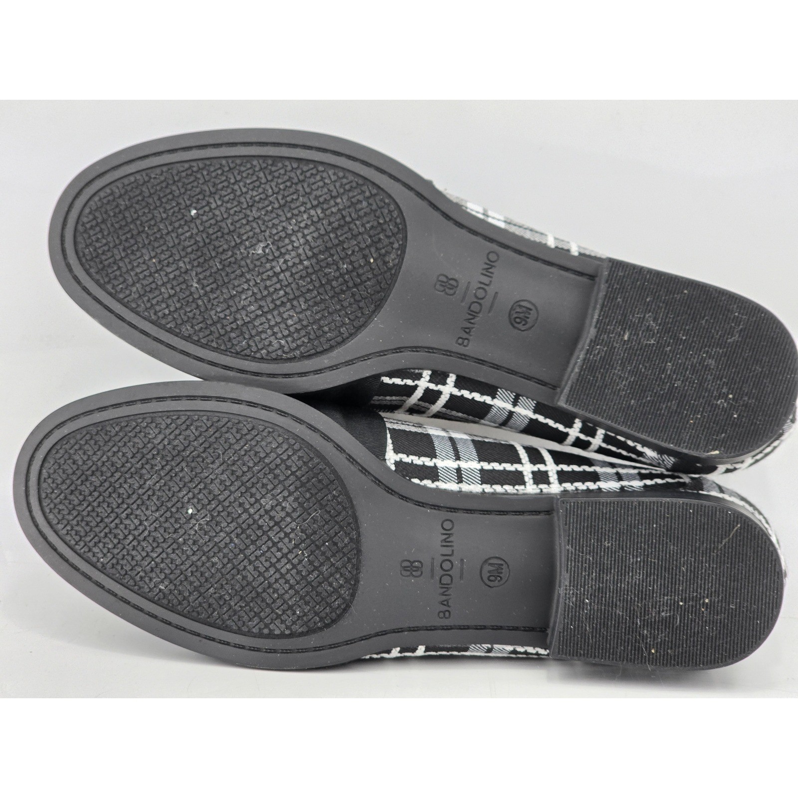 Bandolino Lindio Loafers Womens 9M Black White Plaid Bow Slip On Shoes -VGF