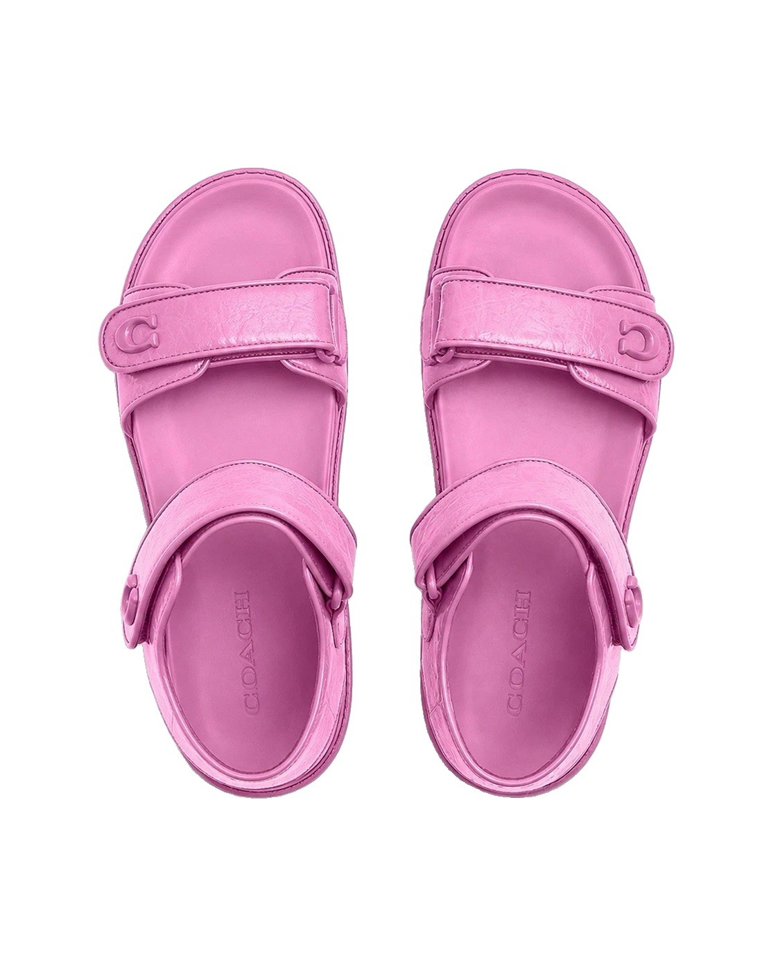 New COACH Women’s Brynn Fuchsia Pink Patent Leather Double Strap Sandals Sz 8.5