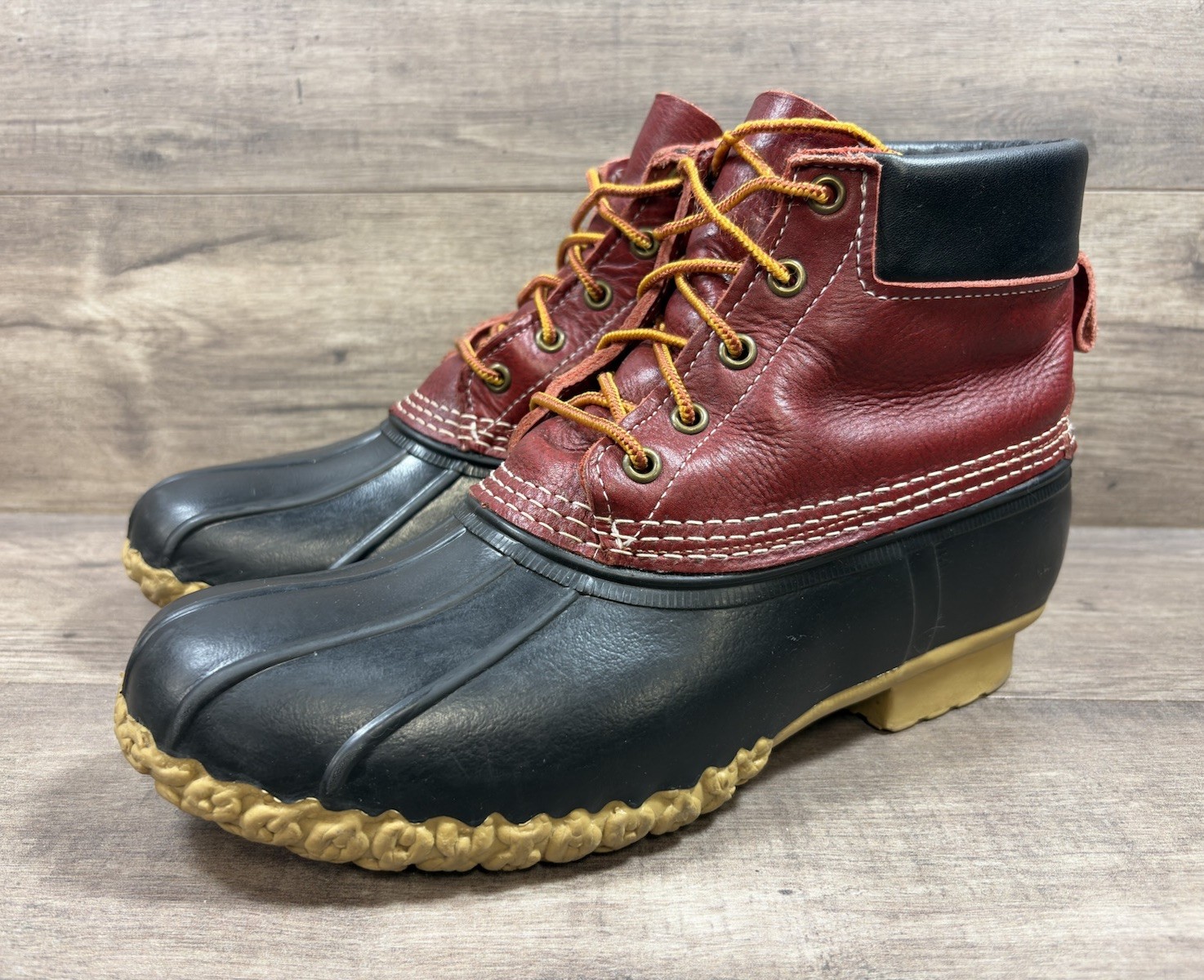 LLBean Bean Hunting Boots 10in Red Black Leather 503046 Comfort Womens Size 11