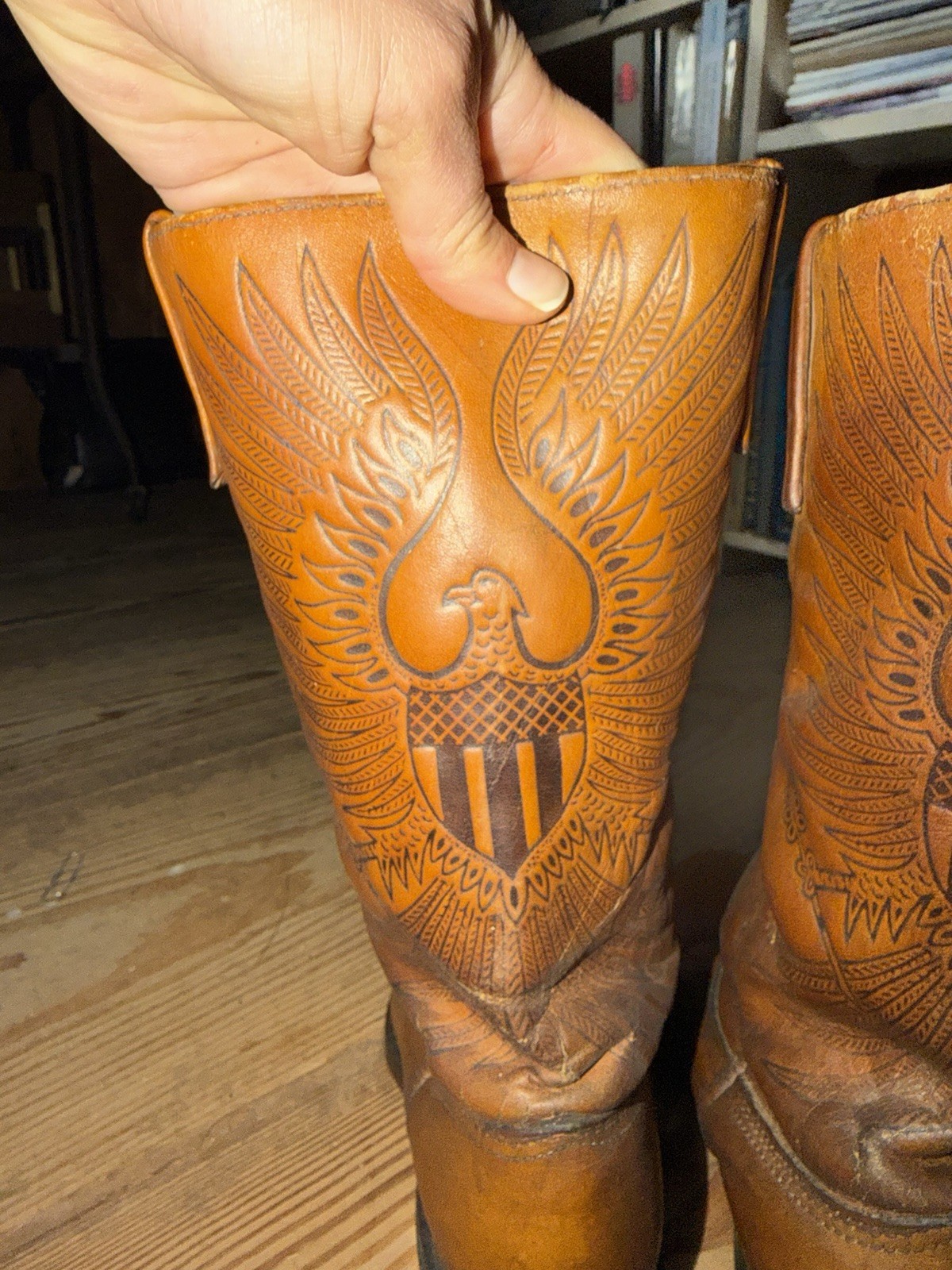 Women’s Vintage Dingo Leather Cowboy Boot Brown 6.5 Eagle Used Good Condition