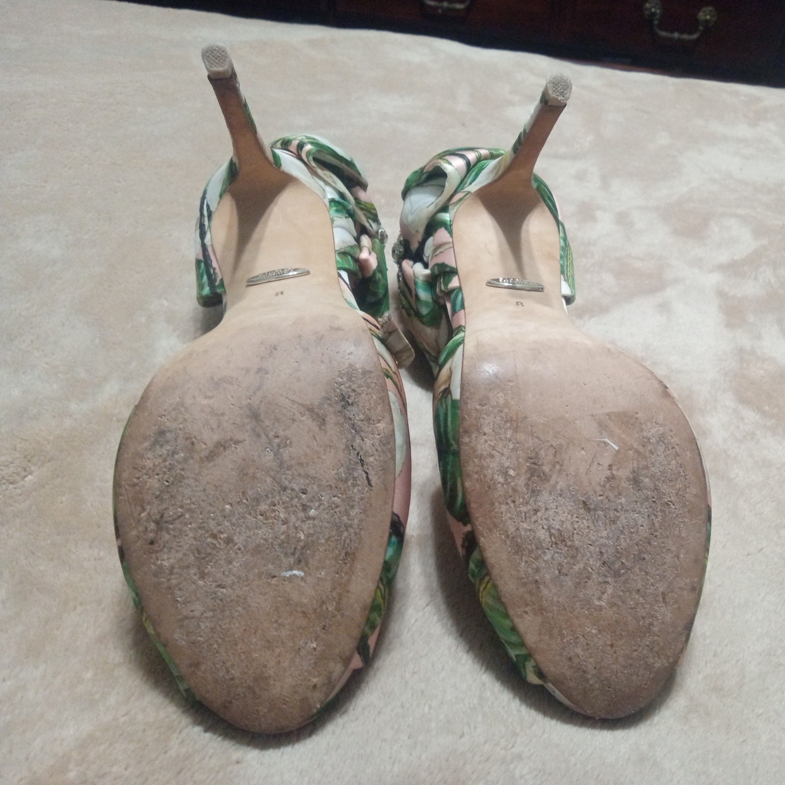 Badgley Mischka Floral High Heel Women’s Open Toe Pumps Shoes Size 8