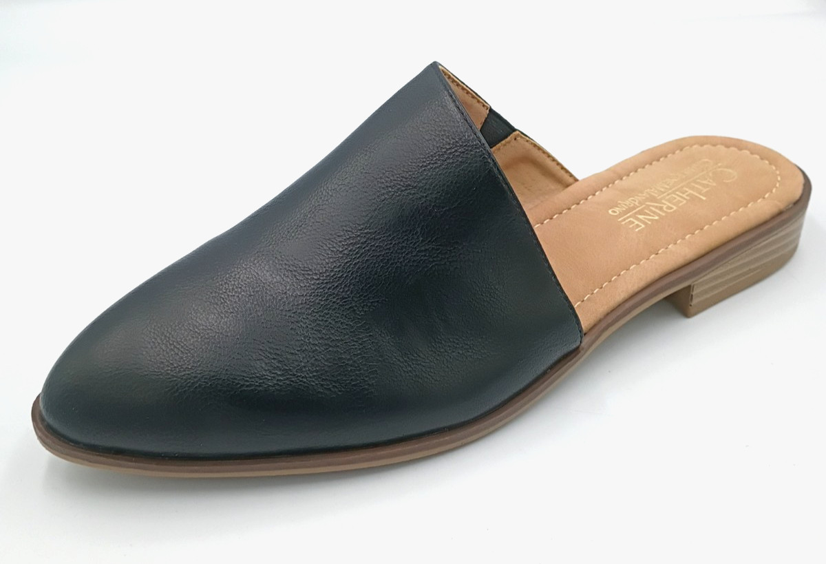Catherine Malandrino Asos Black Mules Pointed Toe Slip On Flats Wmns Size 10 NEW