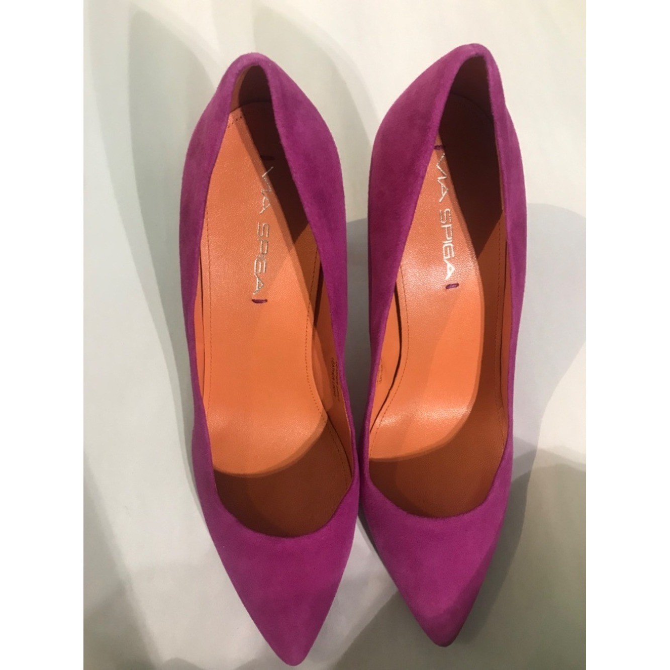 Via Spiga Fuchsia Purple Suede Pointed Toe Pumps Stiletto Hight Heels 8