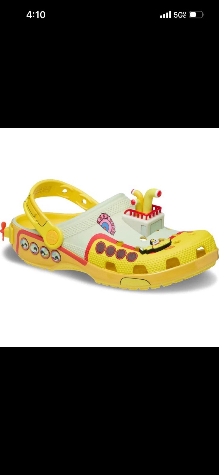 Crocs The Beatles Yellow Submarine Unisex adult Clog Adjustable w8/m6