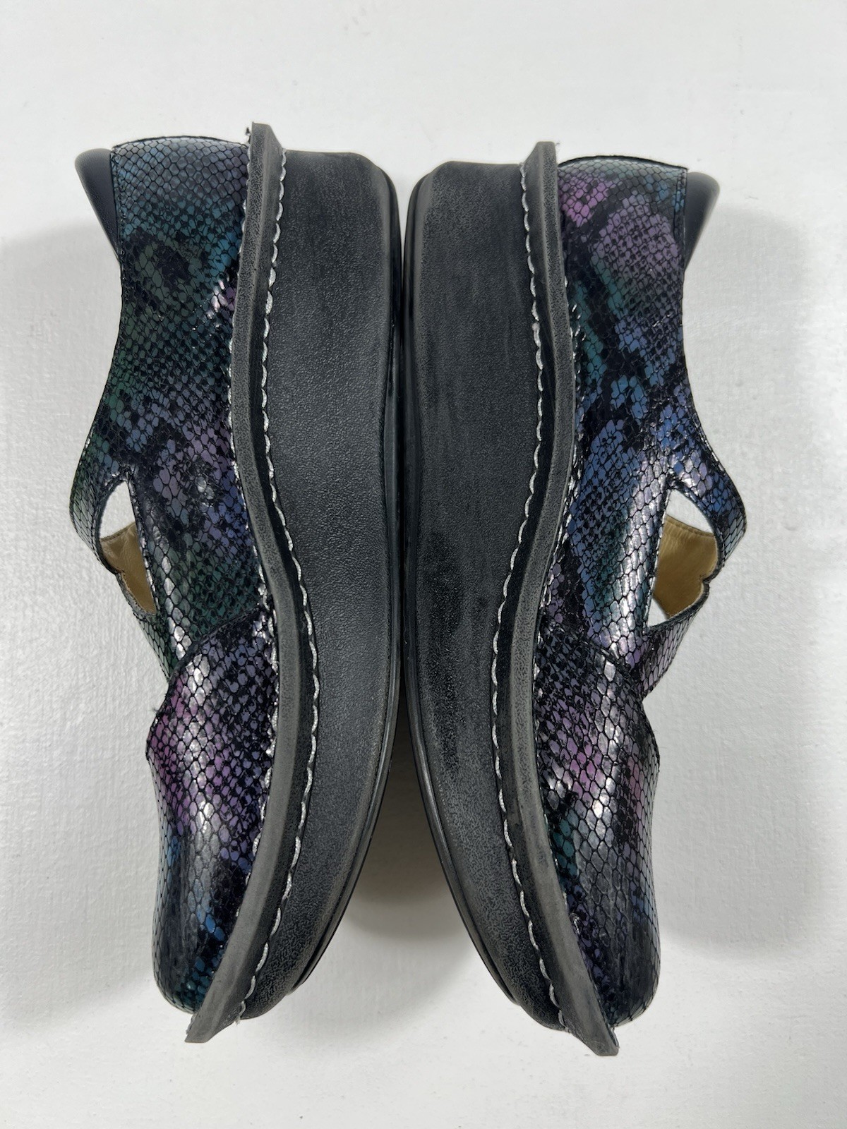 ALEGRIA Womens 6.5 Black Snake Leather Mary Jane Shoes Comfort Nurse Workwear