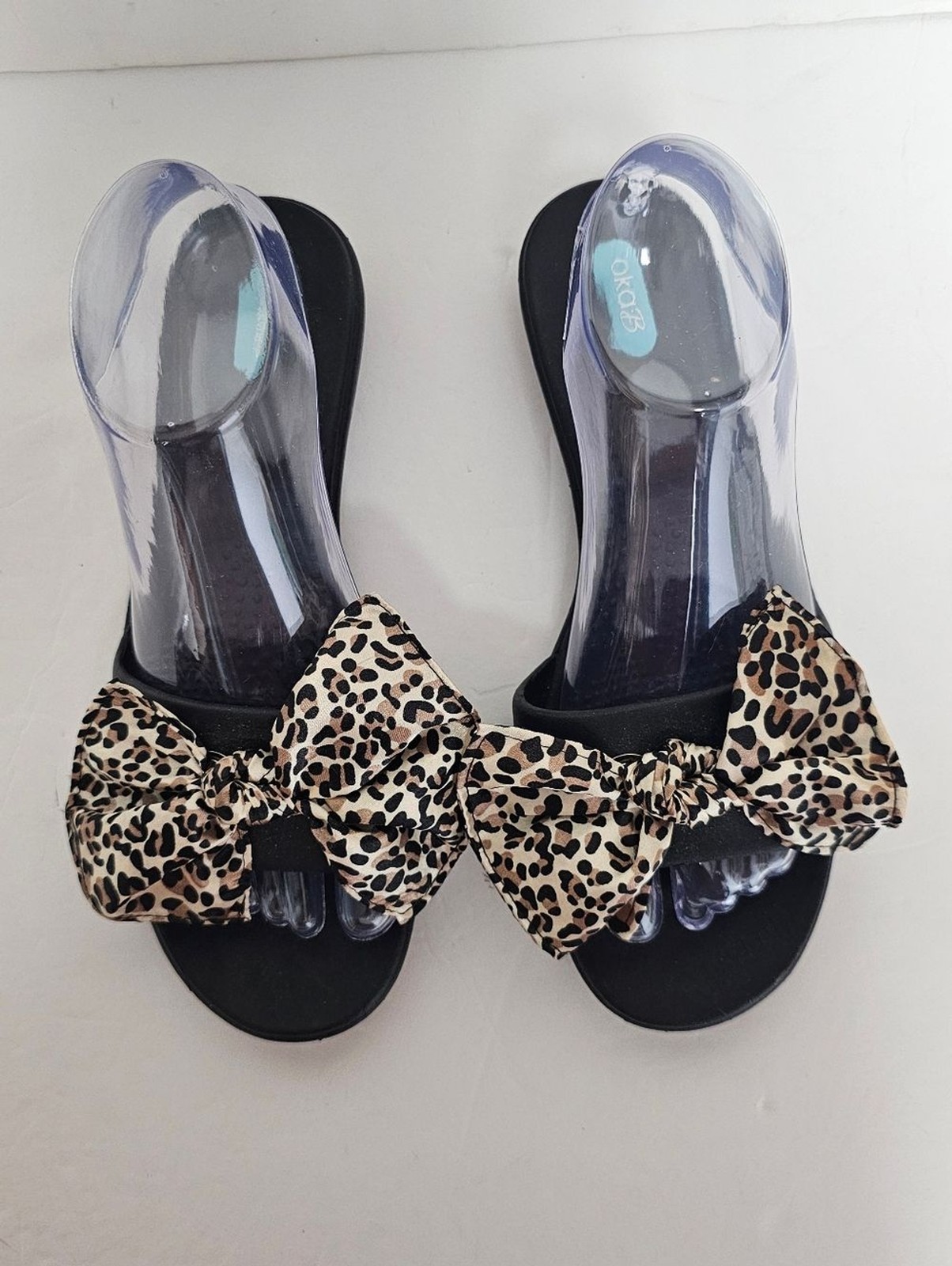 OKA-B Madison Flip Flop Slide Sandals Leopard Bow Women’s Size ML (8/9)