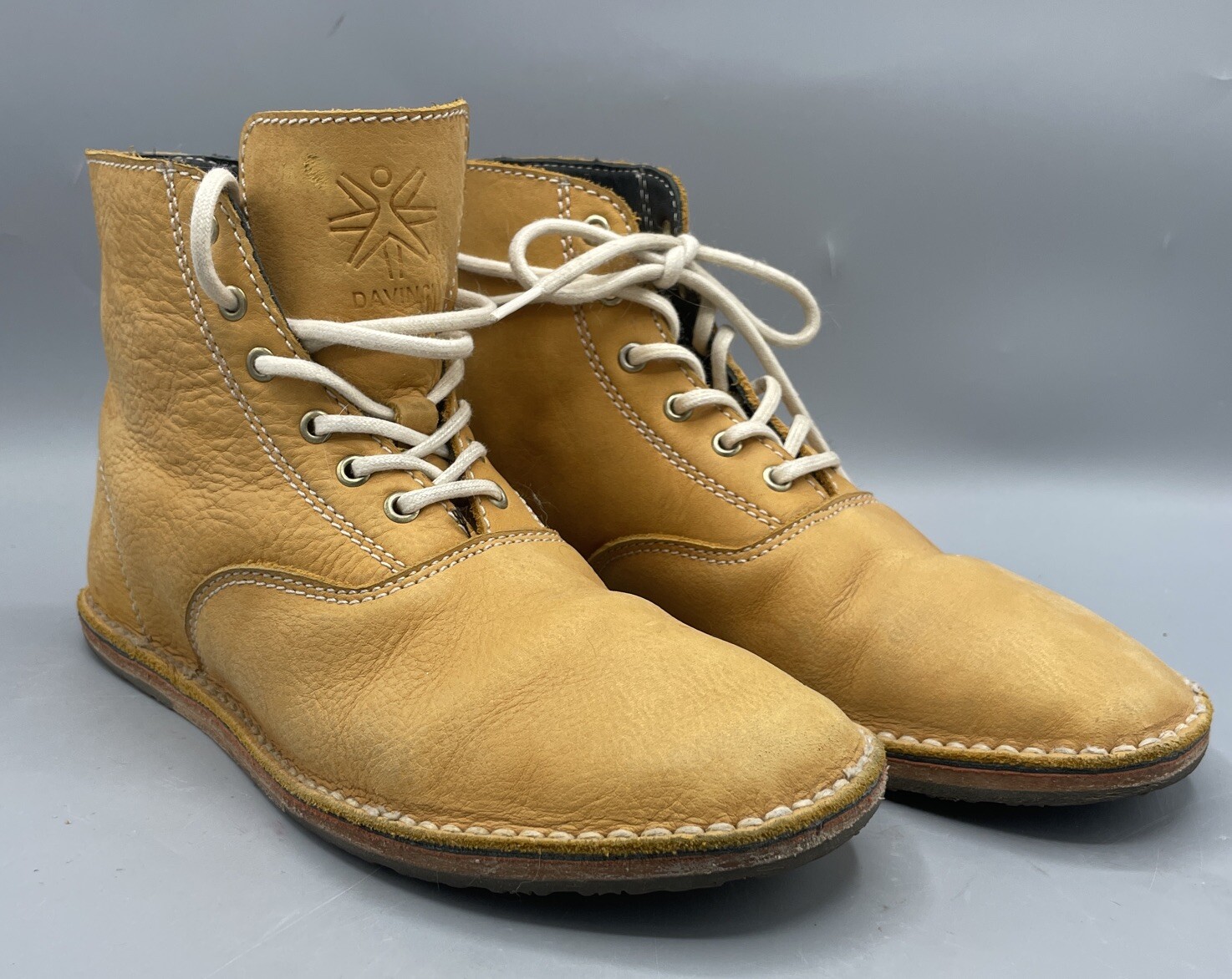 Davinci Pickford Barefoot Boots 5.5 (6.5) Camel Pebbled Leather EUC Excellent
