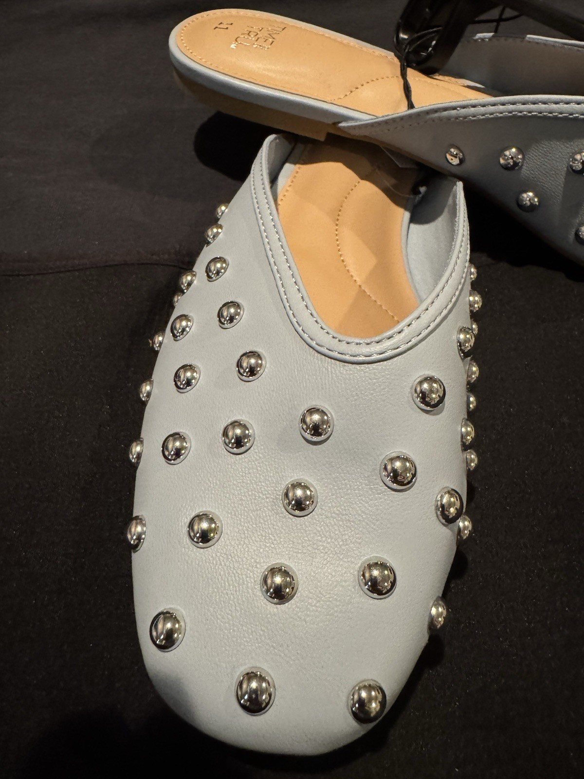 New Time And Tru Light Blue Studded Memory Foam Slip-On Women’s Flats Size 11