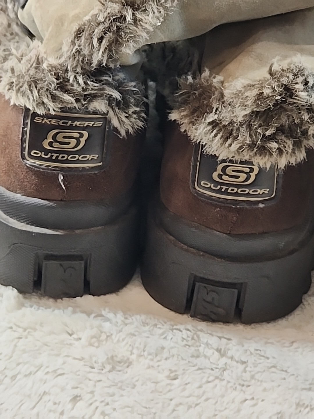 Vintage Y2K Skechers Boots Womens 10 Platform Tan Suede Leather Frolic Faux Fur