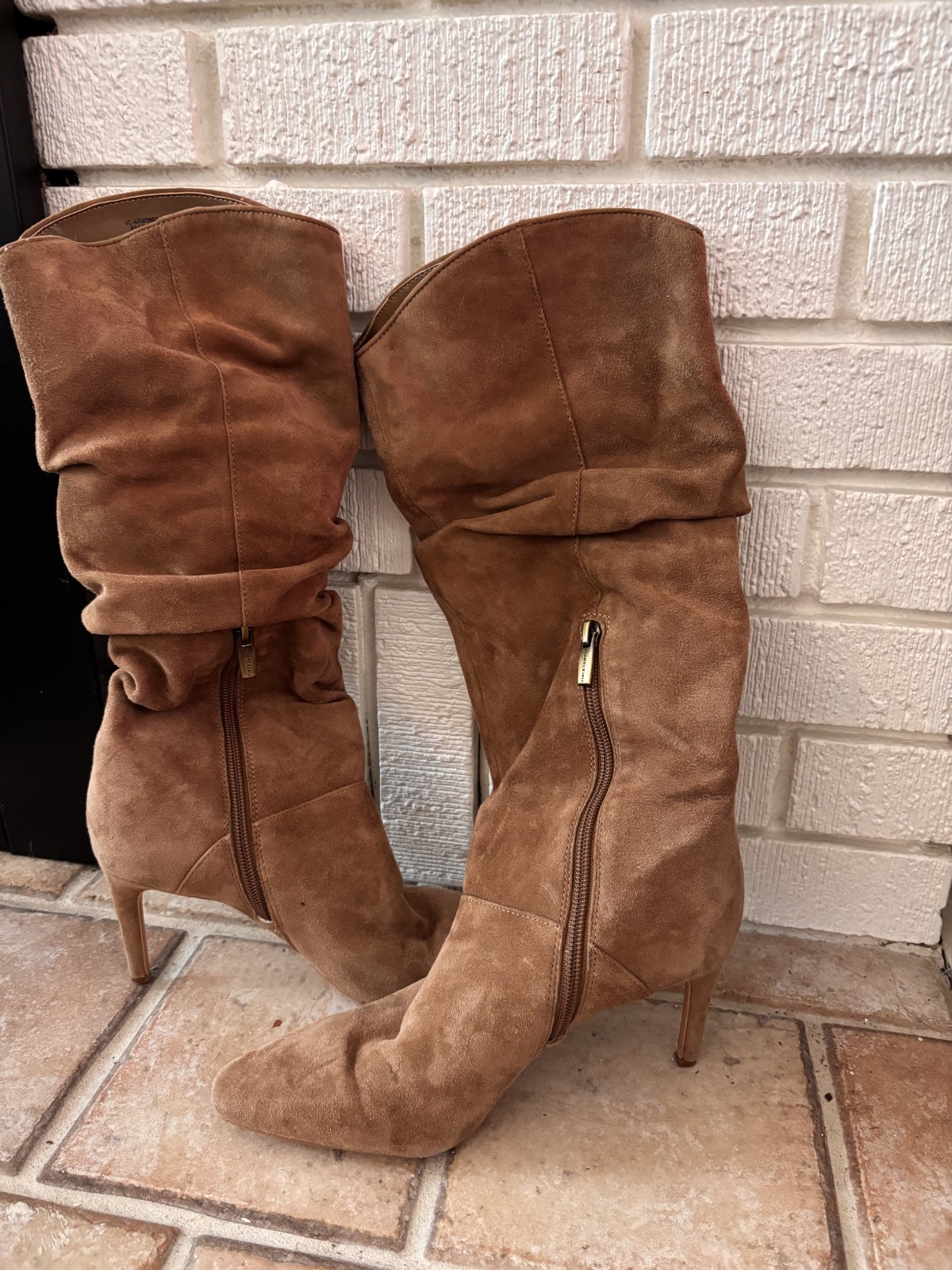 Vince Camuto Armonda Tan Suede Boots Stiletto Heel 8M