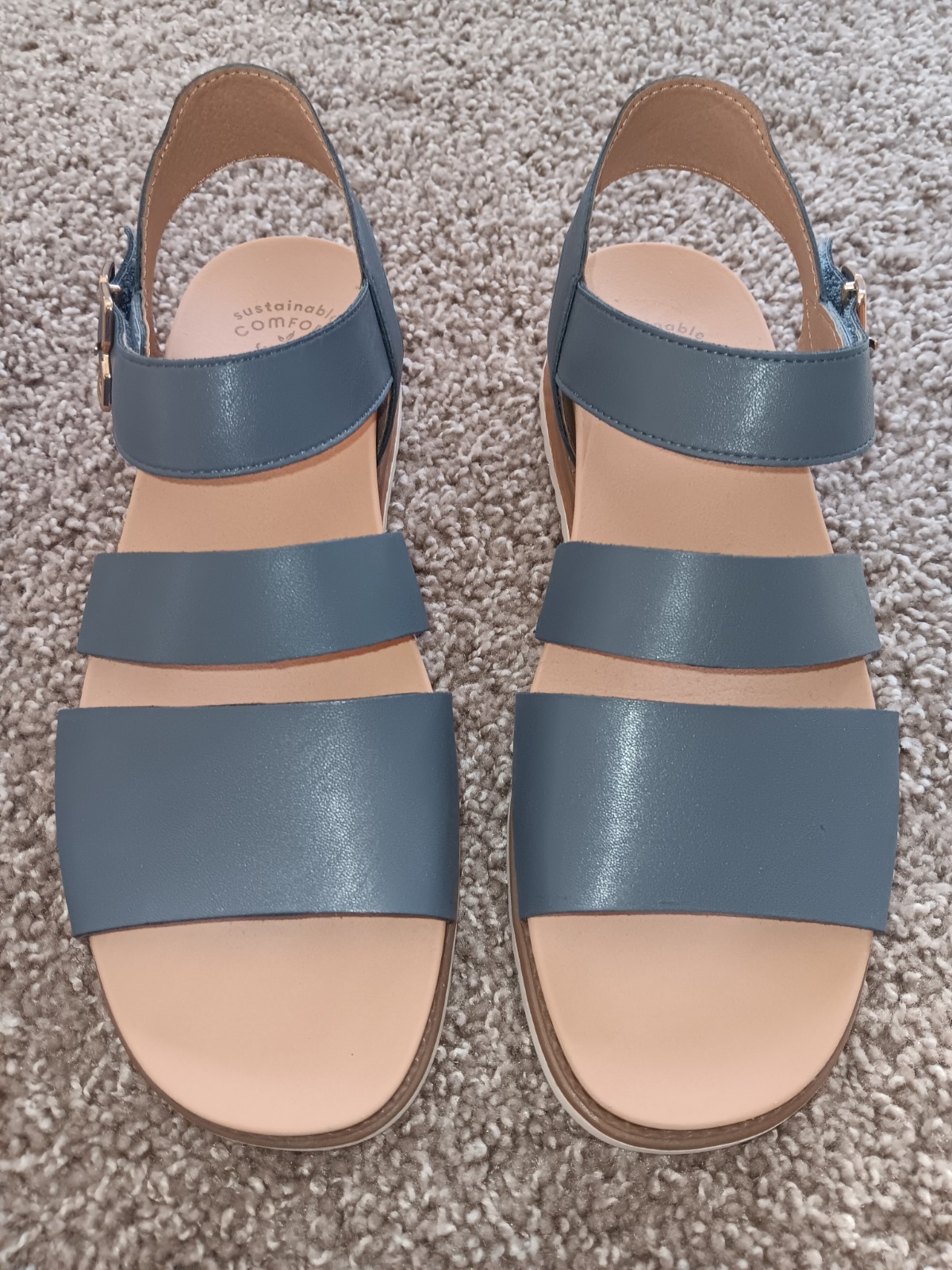 Dr. Scholl’s Blue Island Glow Faux Leather Casual Comfort Sandals Size 9