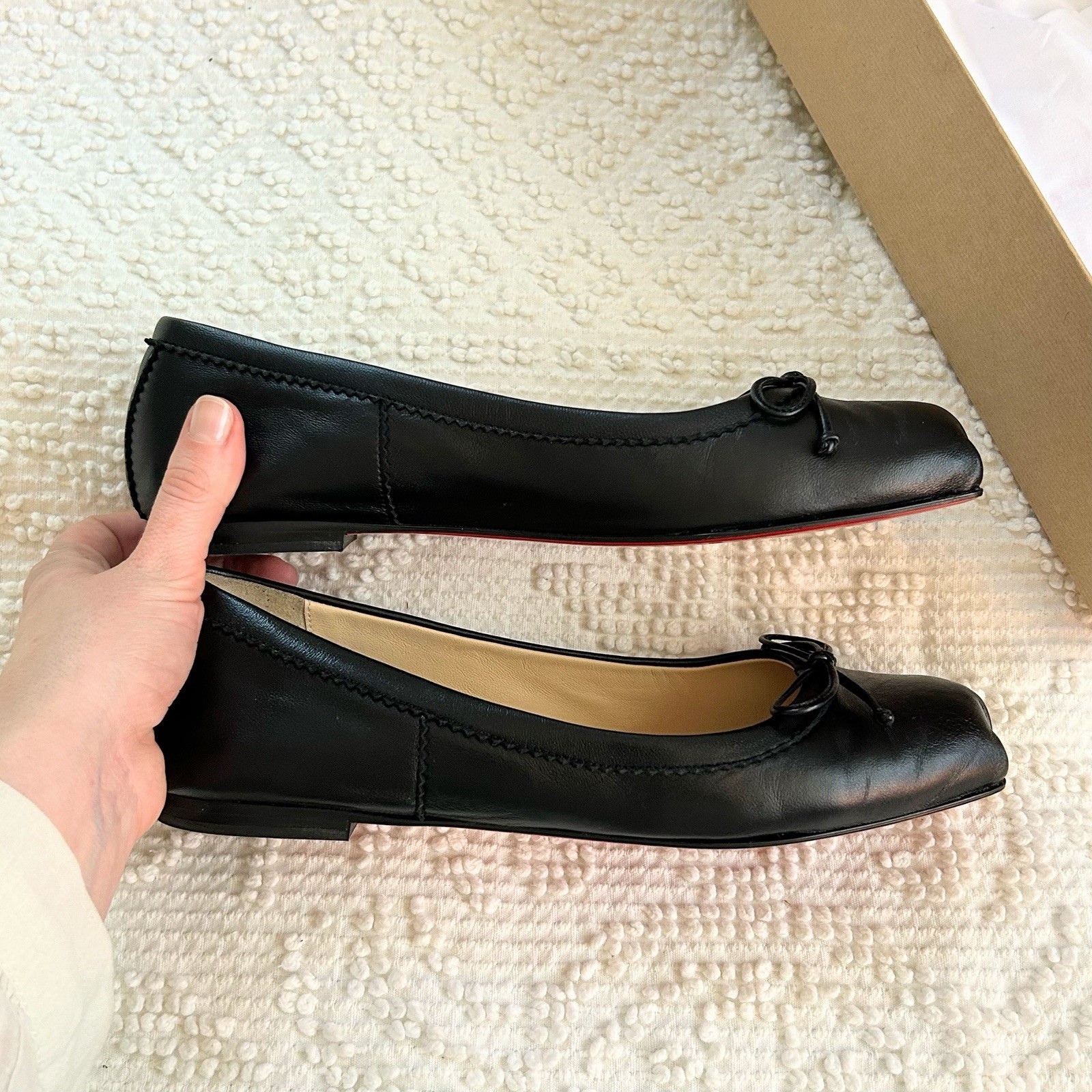 Christian Louboutin Mamadrague Ballet Flats Black Napa Leather 37.5