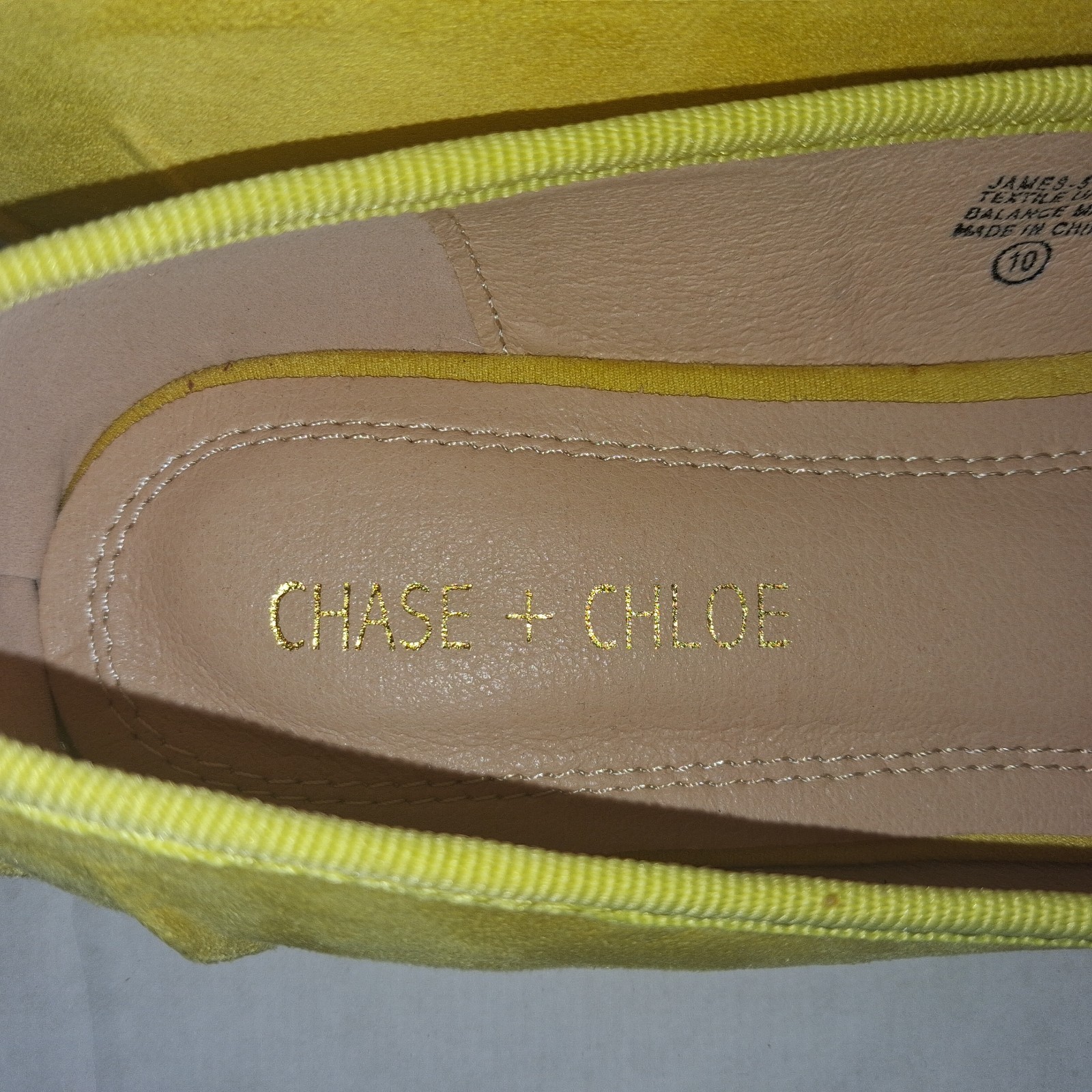 Chase & Chloe Ballet Flats James Yellow Faux Suede Rhinestone Buckle Women 10