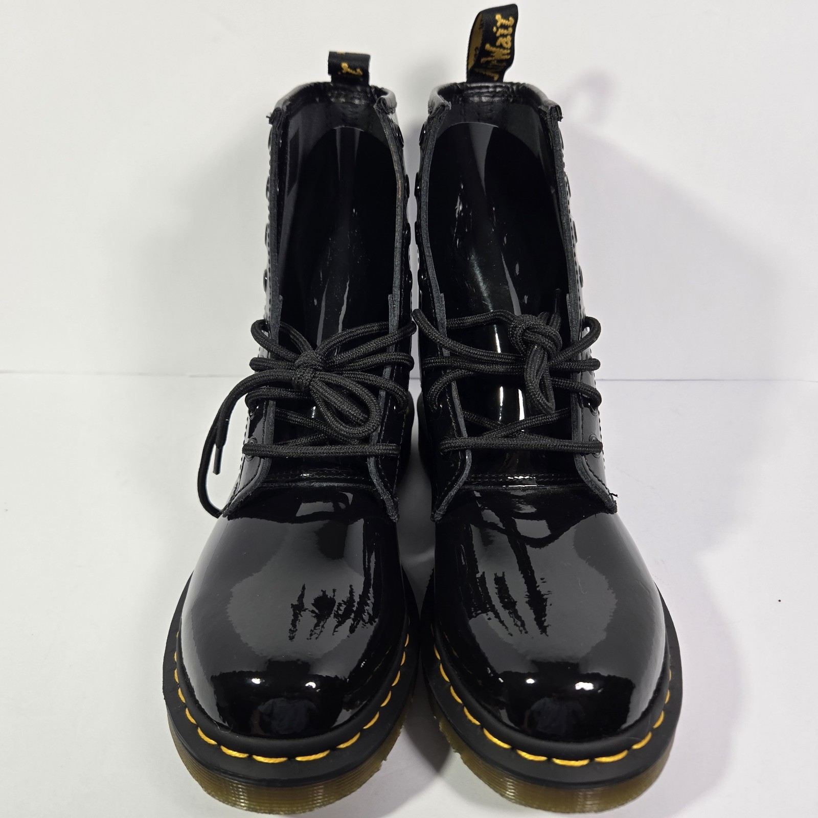 Dr. Doc Martens 1460 Womens Size 9 Patent Black Leather Boots 11821 Mens Size 8