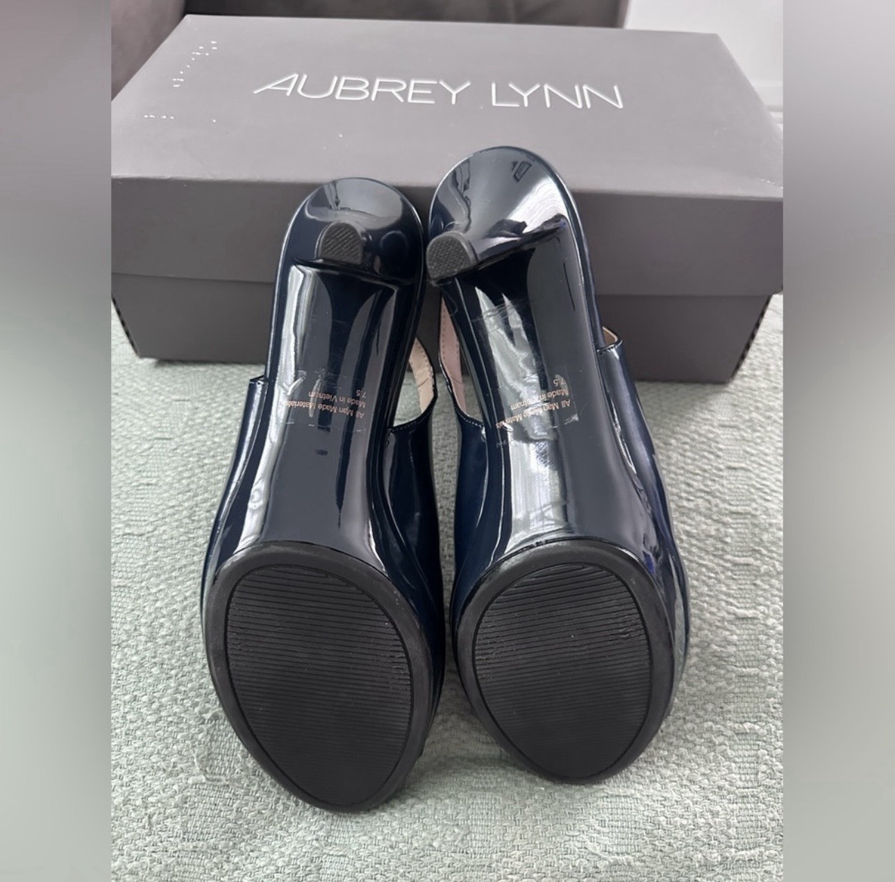 Aubrey Lynn Women’s Blue Synthetic Slingback Open Toe Ankle Strap Buckle 7.5