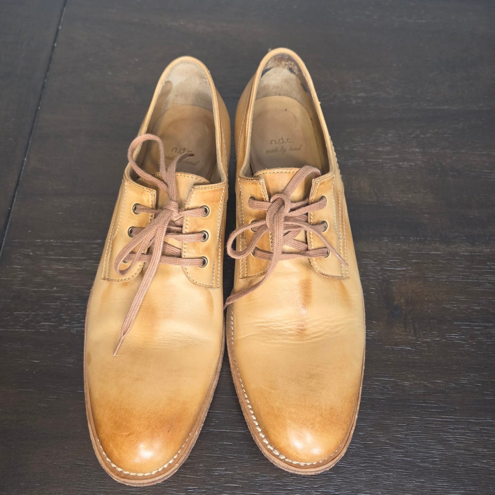 n.d.c. Made By Hand Leather Derby Shoes Womens EU 40 US 9.5 Tan Oxford Italy