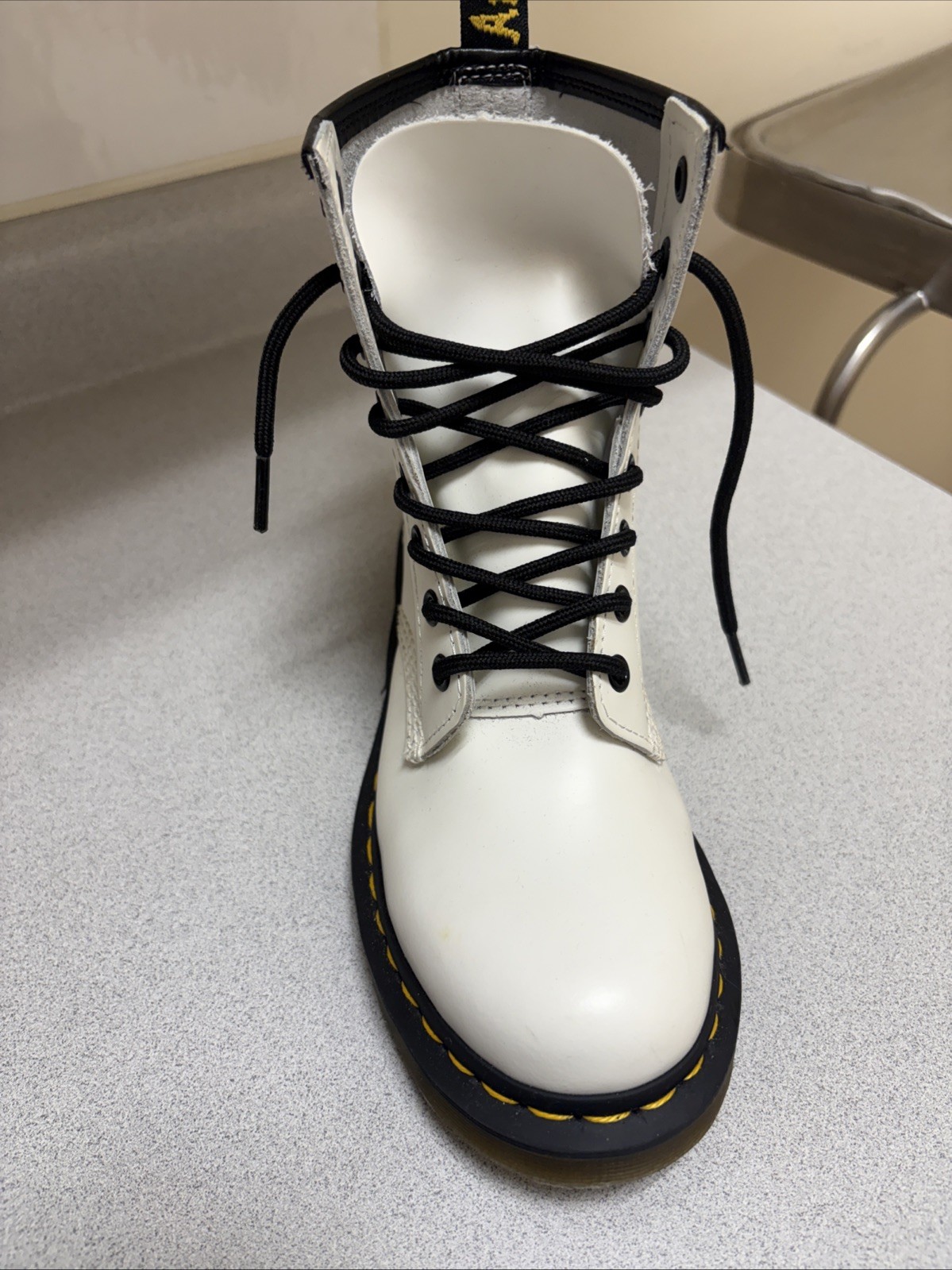 Dr. Martens Pascal 1460 Virginia Leather Boots for Women, Size US 7 – Off White
