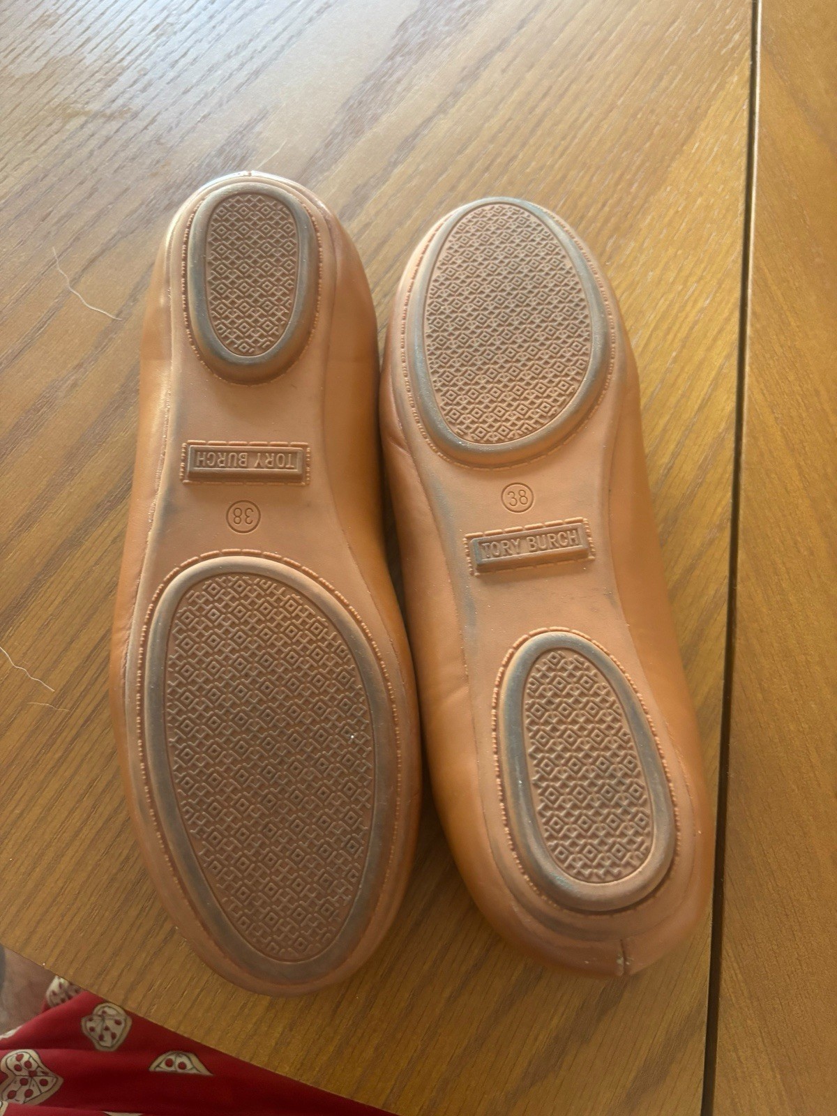 Tory Burch 32880 Royal Tan Minnie Travel Flat with Metal Logo 38 / 7.5
