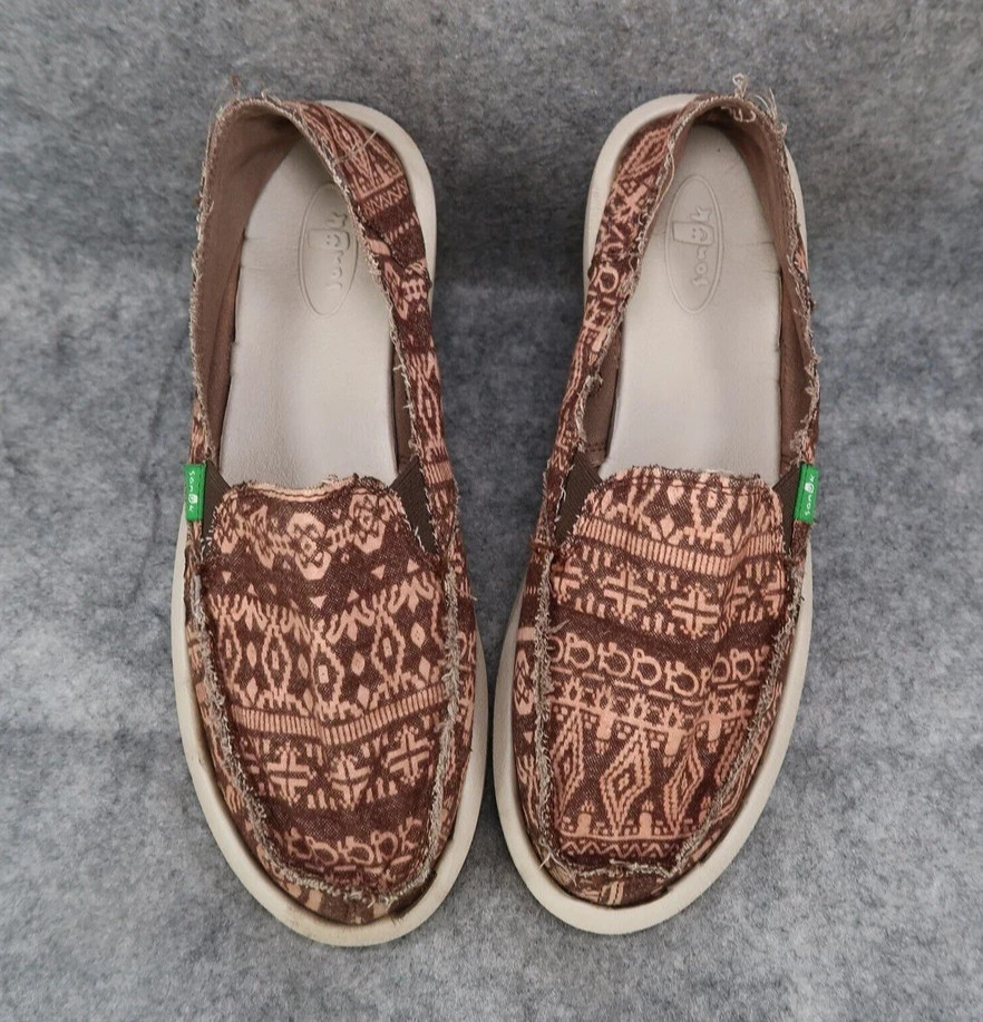 Sanuk Casual Slip On Flats Johanna Woven Flannel Loafer Comfort Women’s 8