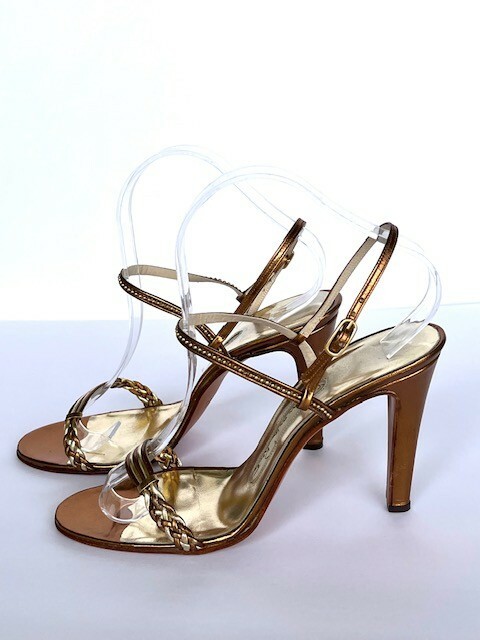Vintage oscar de la renta Womens 8.5B Bronze Braided Heels