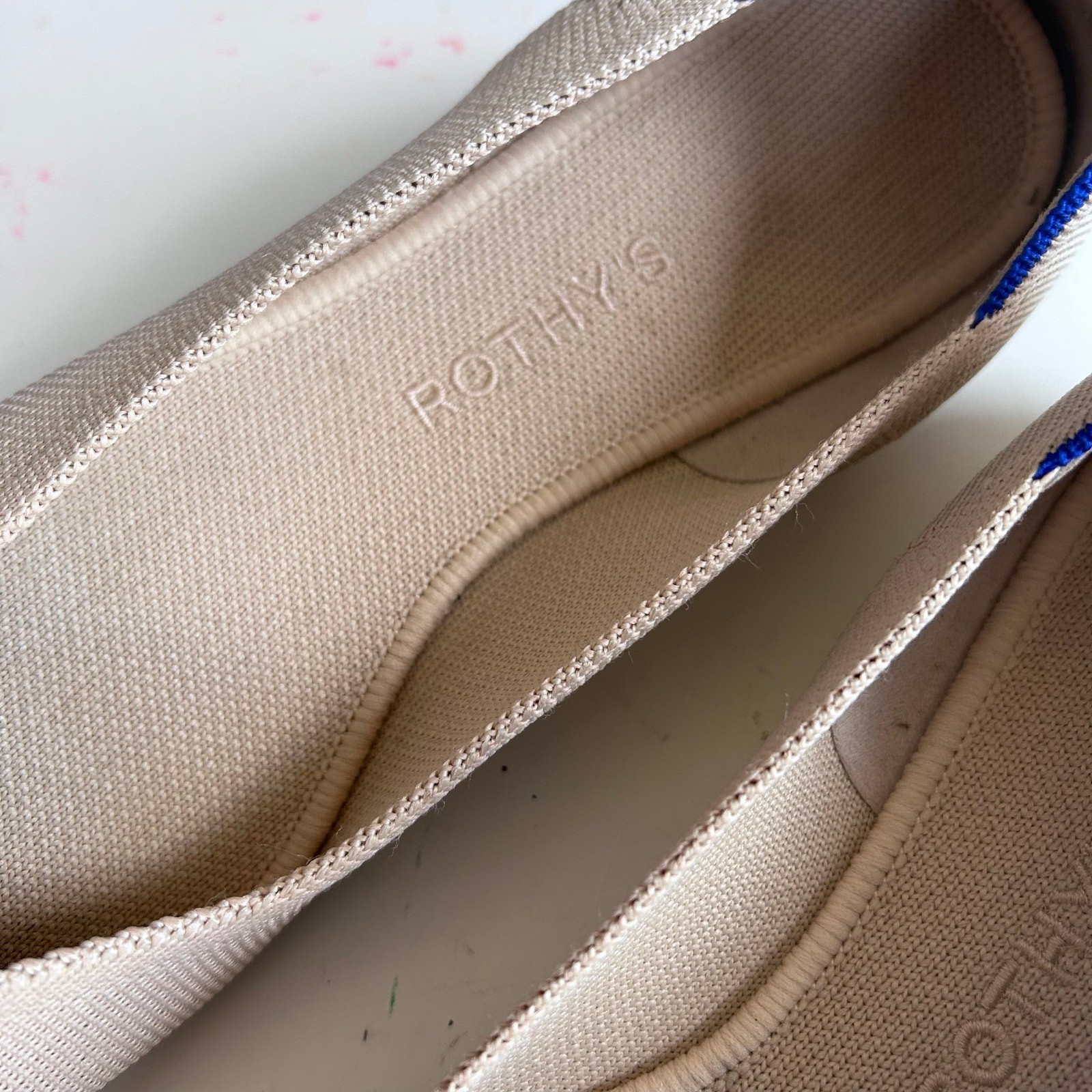 Rothy’s pointed flats size 11 The Point II Diamond Twill bone off white