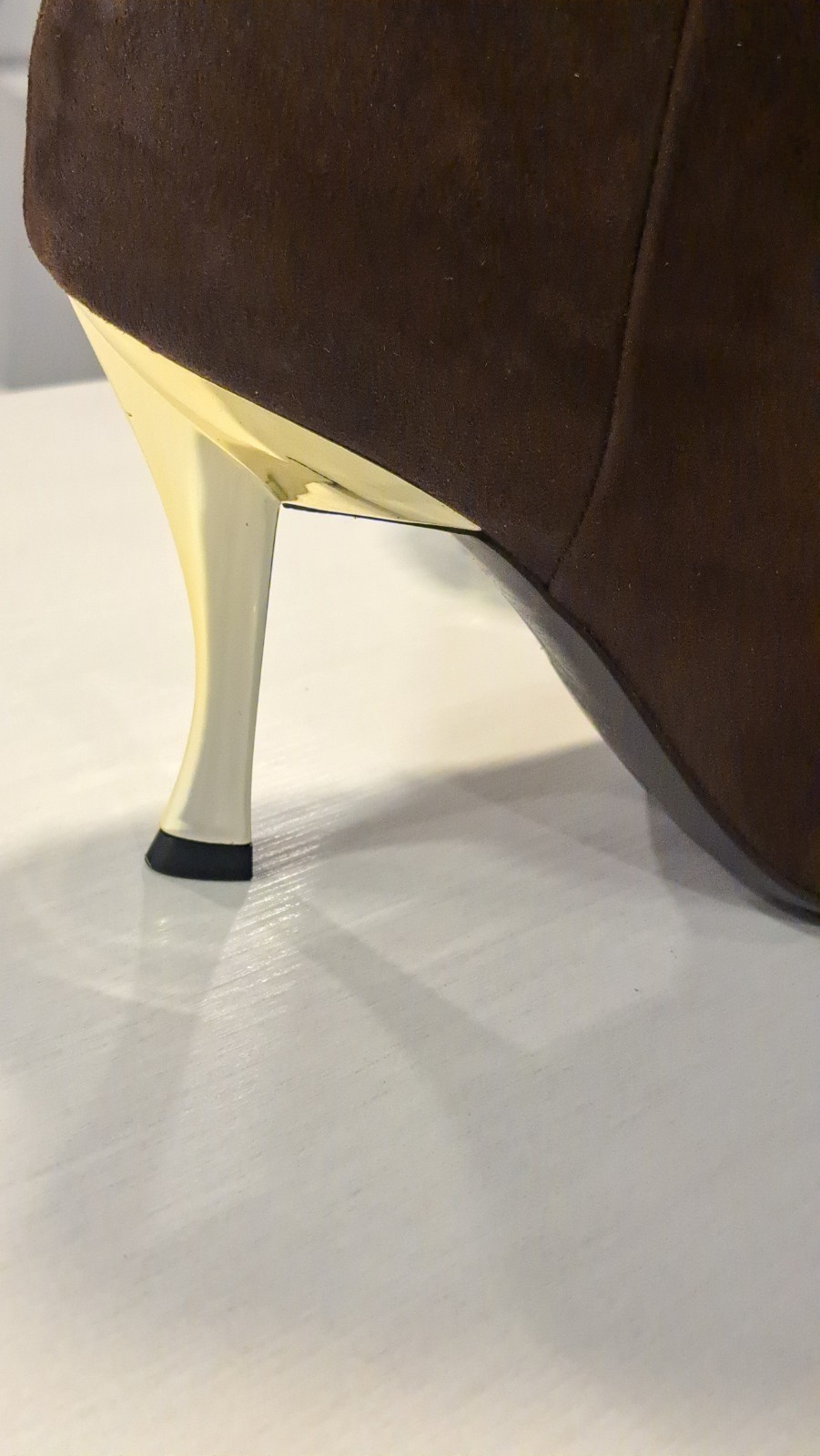 Nine West Brown Suede Gold Heel Pointed Toe Ankle Bootie Size 11