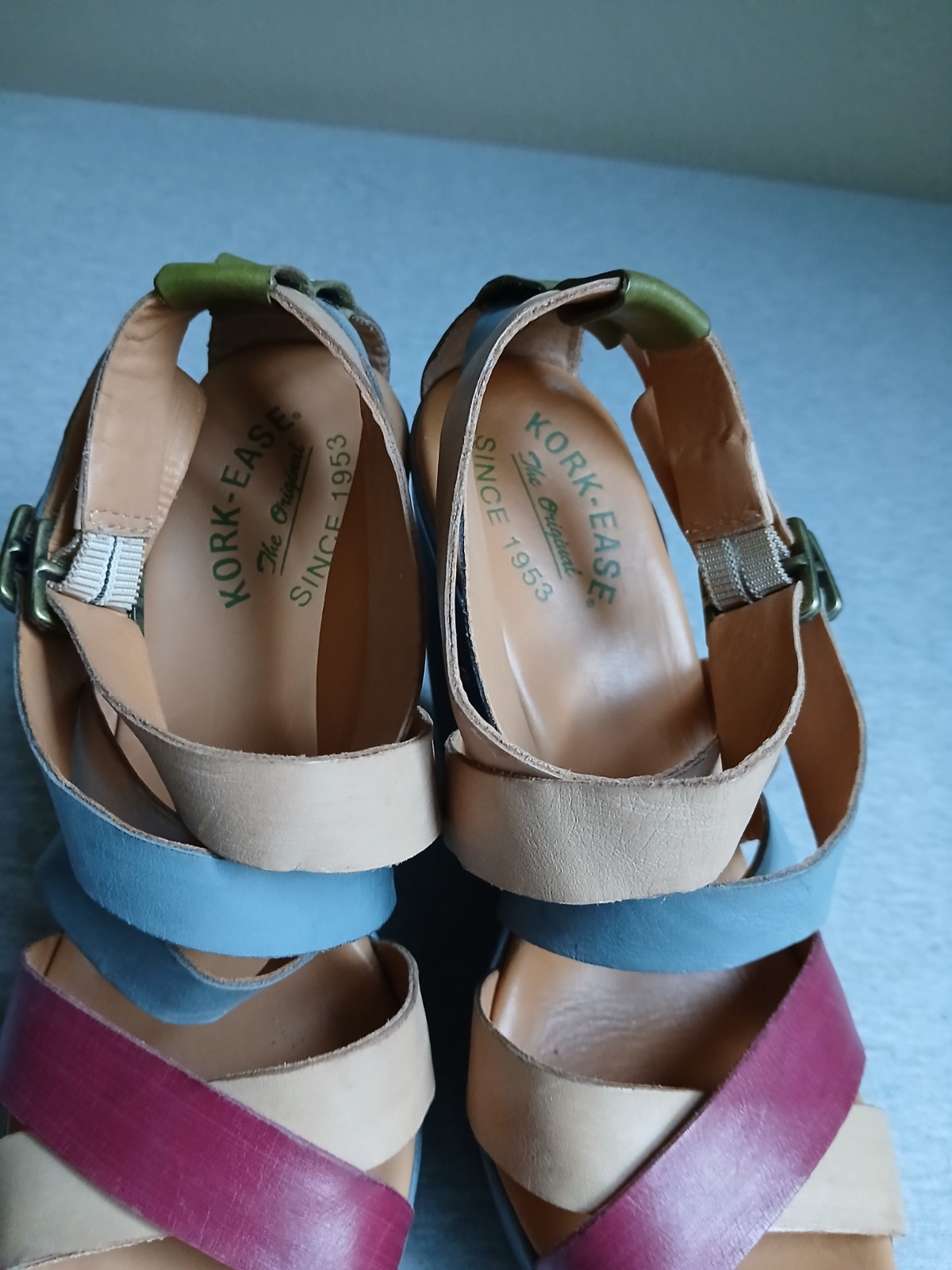 Kork Ease Sandals 7.5 Tall Wedge Colorful Bohemian Boho Beach Leather Comfort