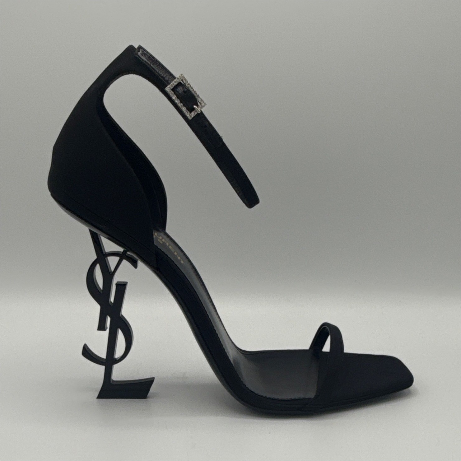 Saint Laurent Opyum 110 Crepe De Chine Satin Crystal Sandals – EU 39.5 (W 9.5)