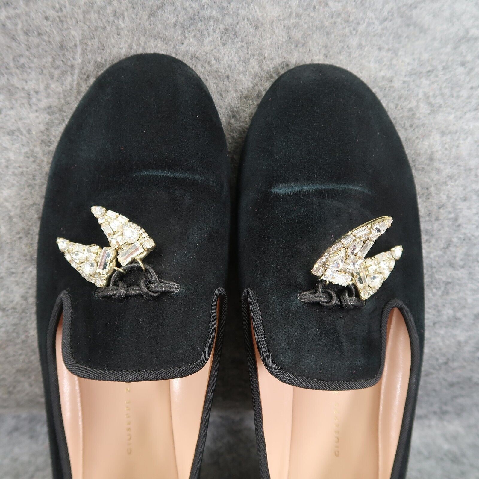 Giuseppe Zanotti Shoes Women 36 Slipper Loafer Shark Crystal Charm Fashion Black