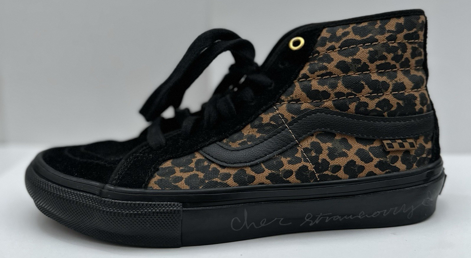VANS Cher Strauberry Sk8-Hi Leopard Animal Print High Top Lace-Up Sneakers