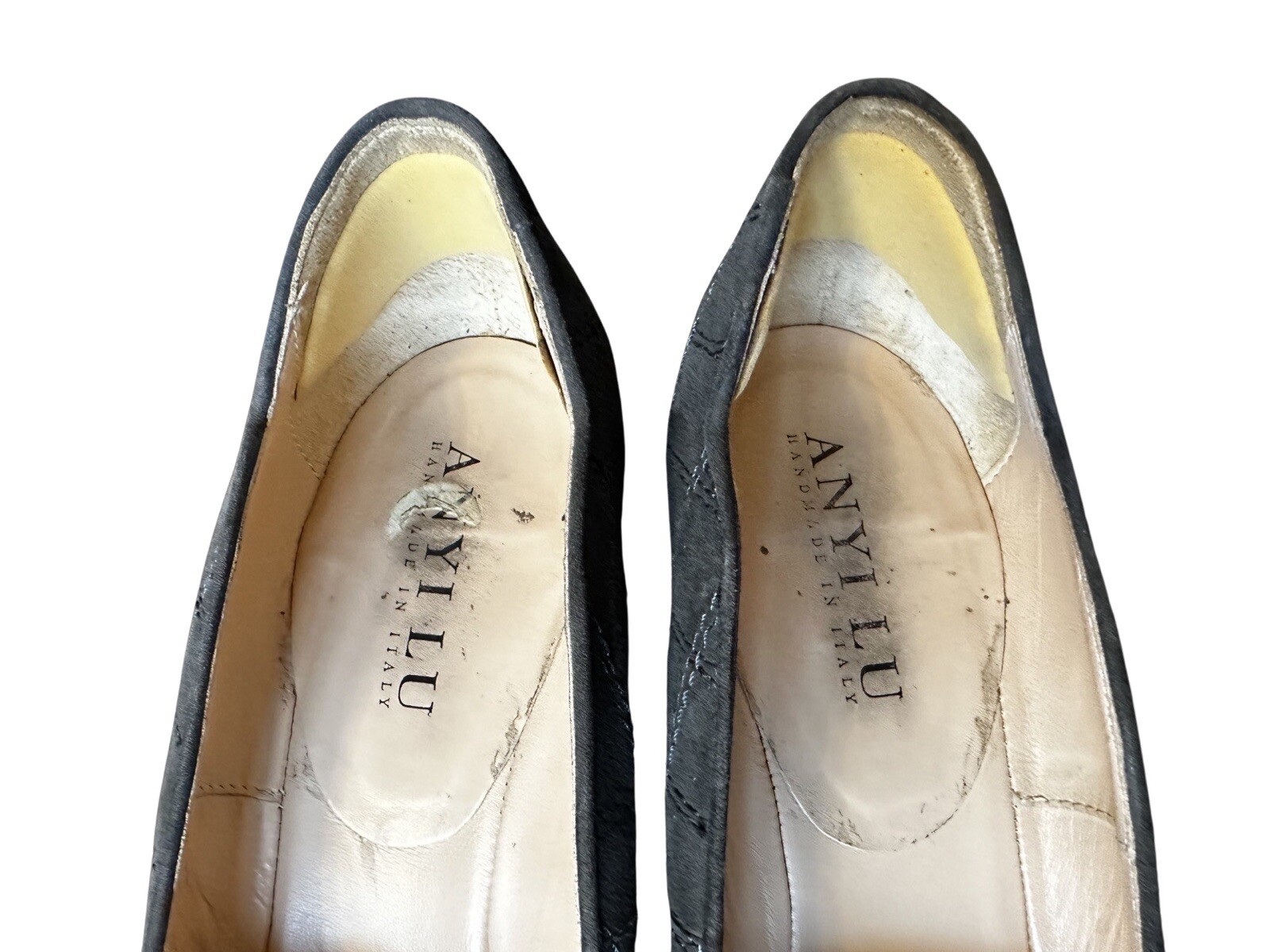 ANYI LU Greenish Gray Suede Semi Round Toe Classic Pumps 9/40 Made In Italy