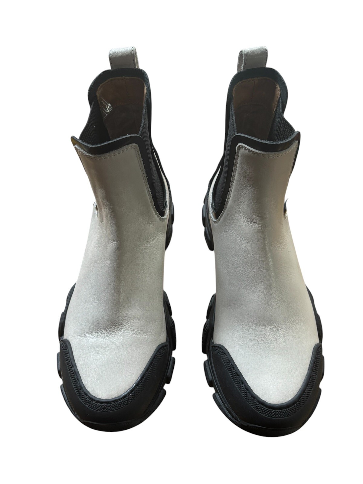 Aquatalia Size 8 Elisa Water Resistant Chelsea Boot Ivory Leather Chunky $495