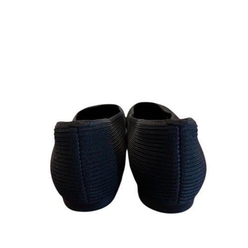 VIVAIA 40.5 10.5 Margot Square-Toe Black Ribbed Knit Ballet Flats Shoes NWOB