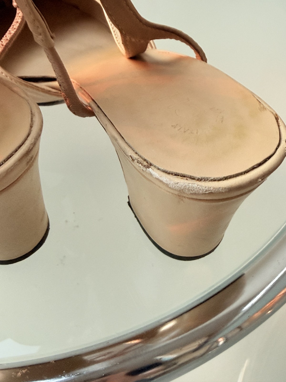 Chanel Leather Slingback Shoes Flats Heels Size EU37 Beige/Black