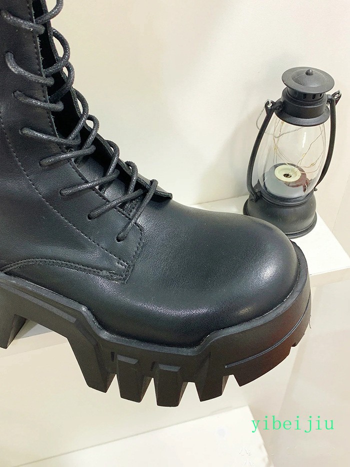 Womens Punk Gothic Lace Up Ankle Boots Platform Thick Sole Heel Shoes Motorcycle