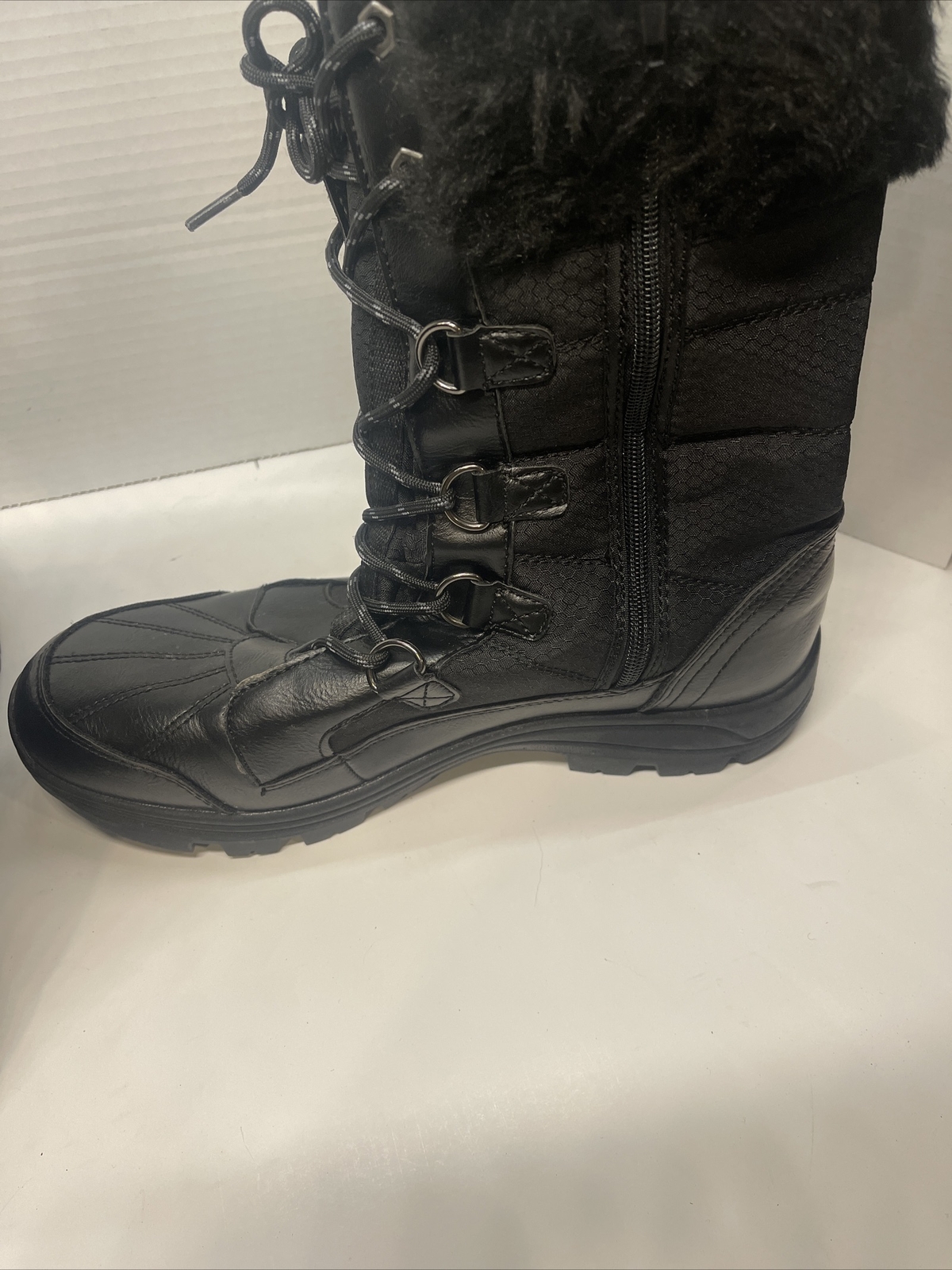 Nortiv 8 Women’s Faux Fur Waterproof Insulated Lace Up Warm Snow Boots Size 10