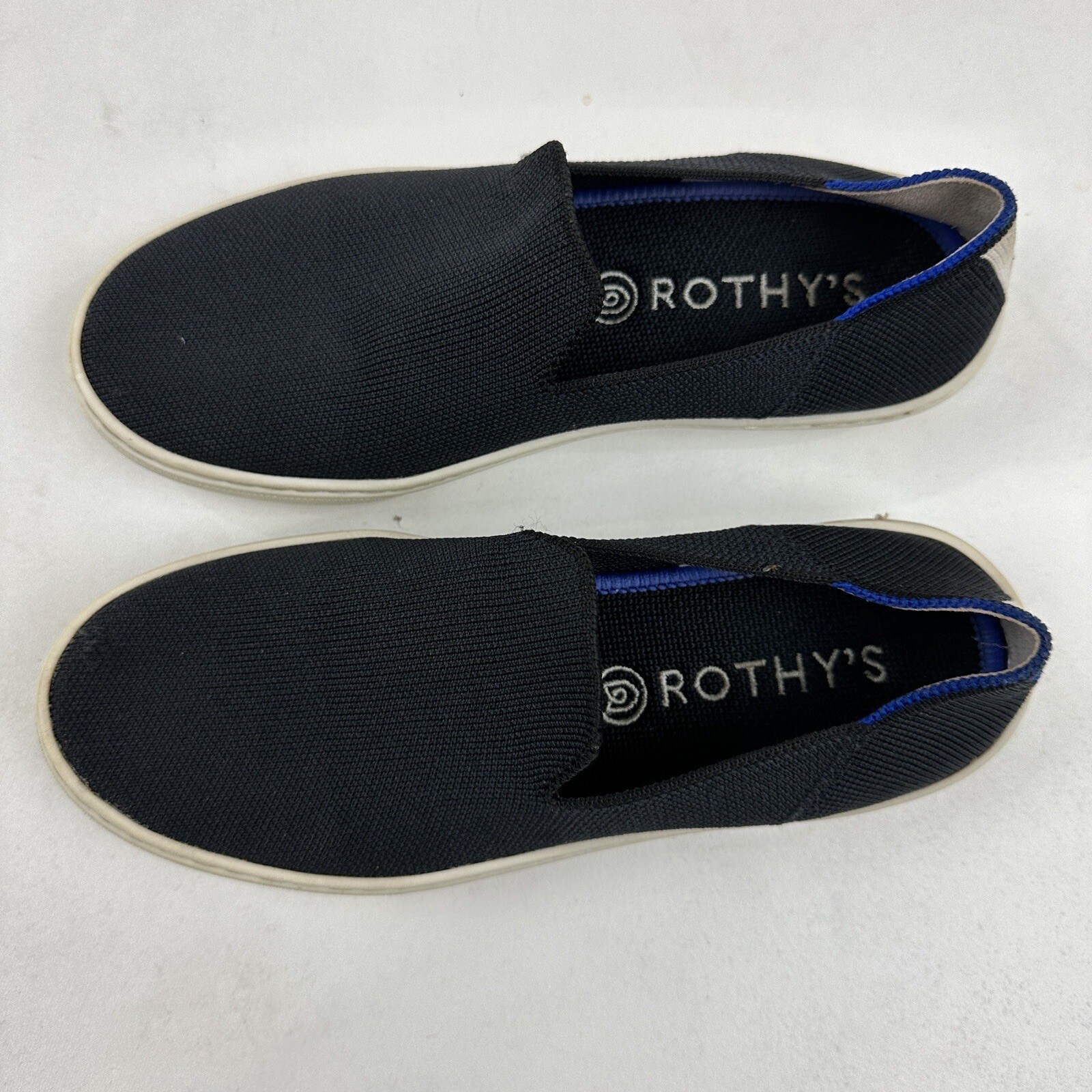 ROTHY’S Black Original Slip On Sneakers Size 6 Washable Knit Recycled Materials