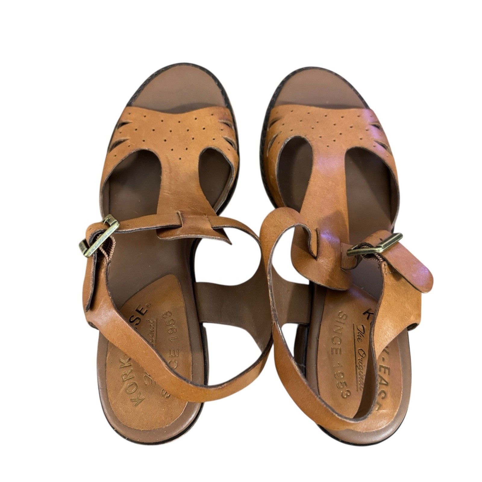 Kork Ease 9 Bethany Sandals BOX Avana Brown Rust Leather Heel Comfy Womens READ