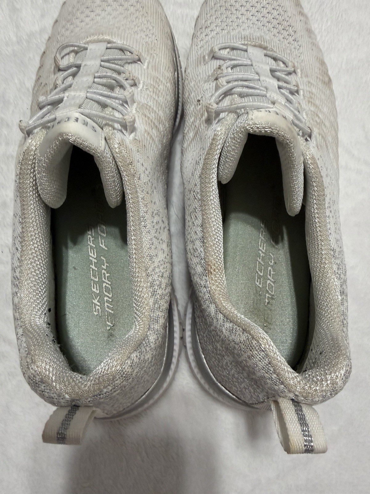 SKECHERS Go Walk Memory Foam White Mesh Lace-Up Low Top Walking Sneakers