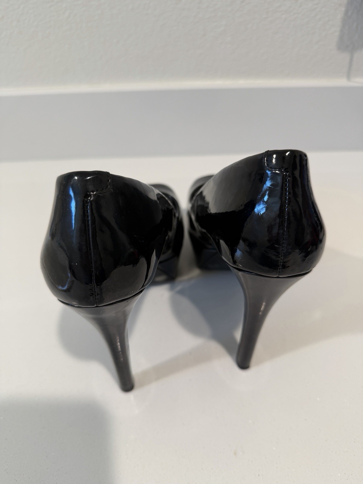 Jessica Simpson Black Patent Leather Peep Toe Platform Heels Pumps 8.5 B EU38.5
