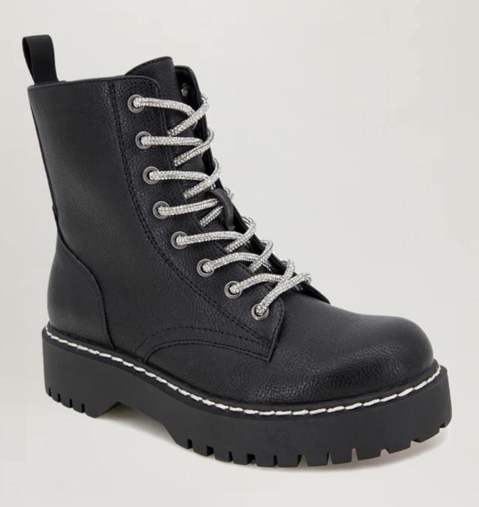 UNIONBAY Hayden Boots Size 8.5 Black Rhinestone Fashion Combat NEW