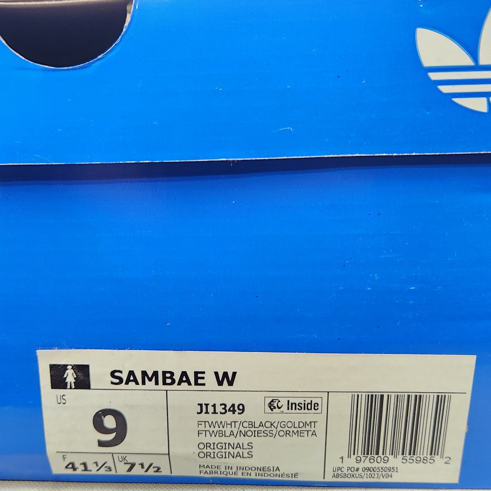 Size 9 – adidas Sambae – Cloud White / Black / Gold Metallic – Womens – JI1349