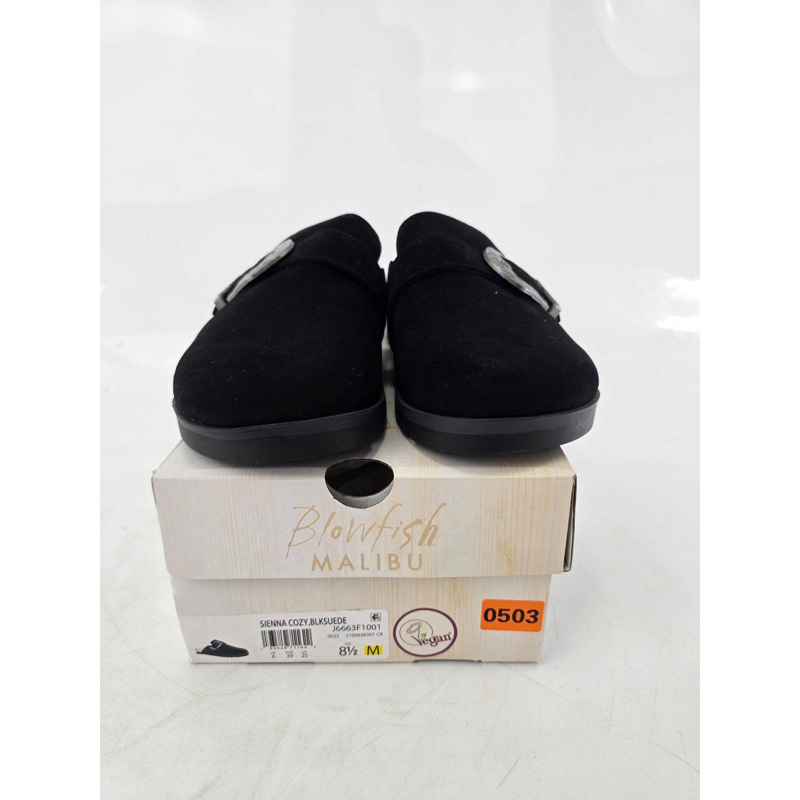 Blowfish Malibu Sienna Cozy Mules Womens 8.5 Black Vegan Suede Buckle – NEW